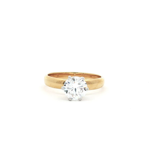 Brilliant Cut Solitaire Ring on Wide Band