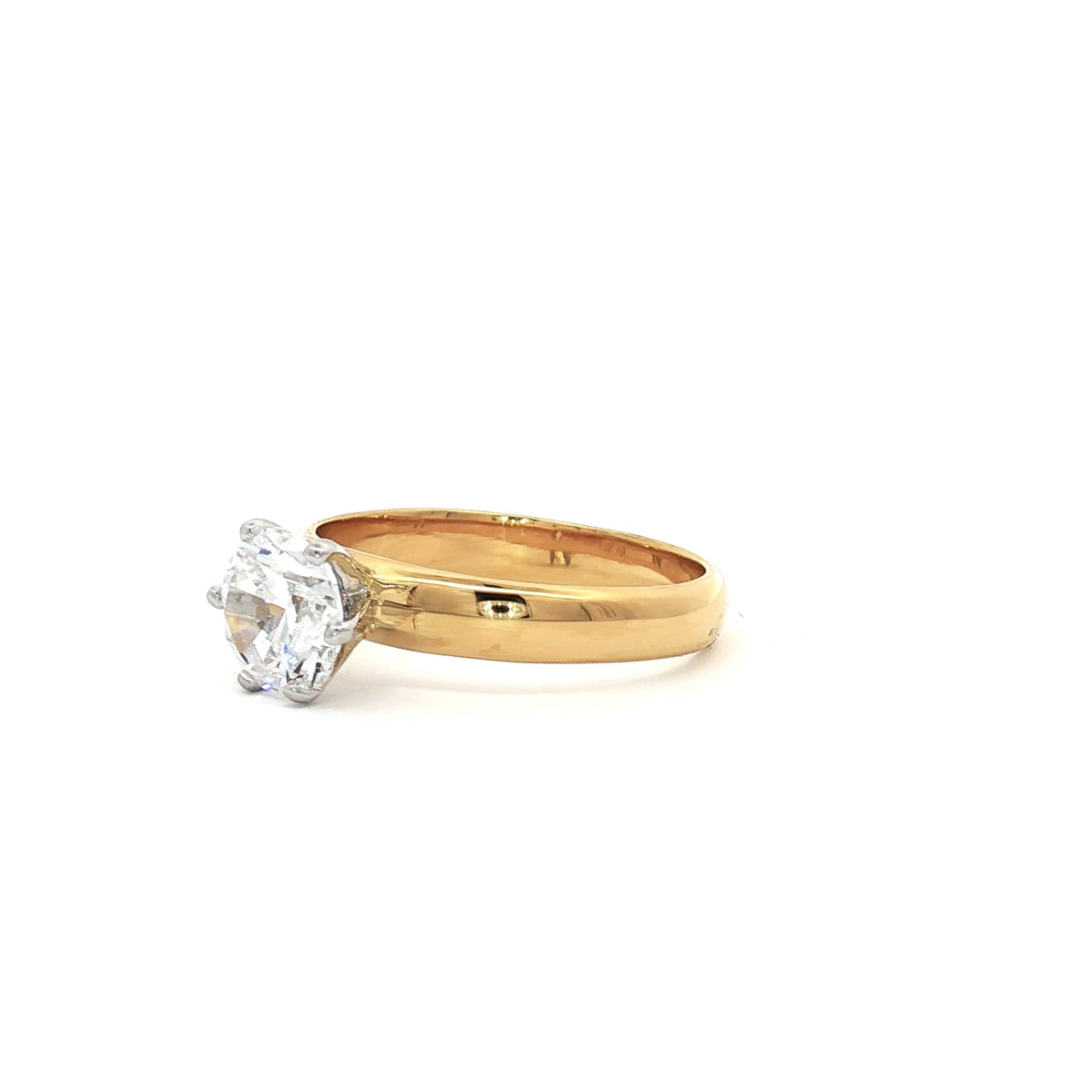 Brilliant Cut Solitaire Ring on Wide Band