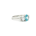 Oval Cut Three Stone Ring with Aqua Marine Centre Stone