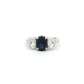 Oval Cut Three Stone Ring with Sapphire Centre Stone
