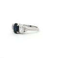 Oval Cut Three Stone Ring with Sapphire Centre Stone