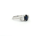 Oval Cut Three Stone Ring with Sapphire Centre Stone