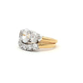 Oval Cut Three Stone Ring and Five Stone Curved Band in Yellow