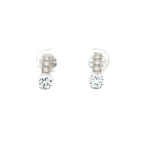 Semi Bezel Brilliant Drop Earrings