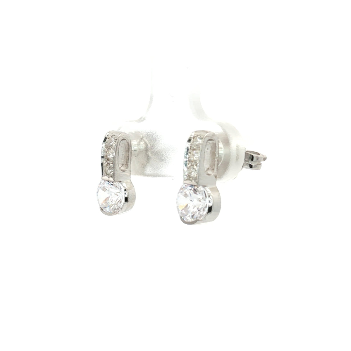 Semi Bezel Brilliant Drop Earrings