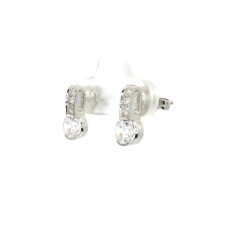 Semi Bezel Brilliant Drop Earrings