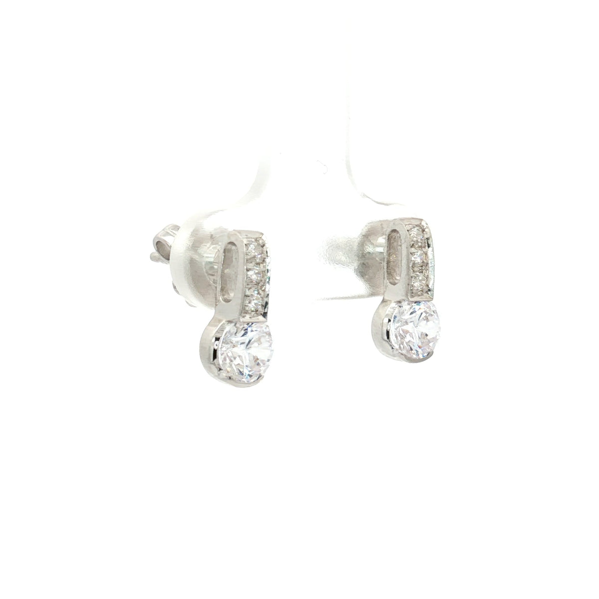 Semi Bezel Brilliant Drop Earrings
