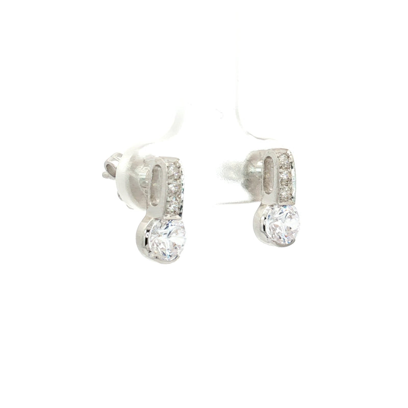Semi Bezel Brilliant Drop Earrings