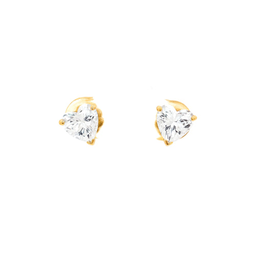 Princess Cut Heart Stud Earrings