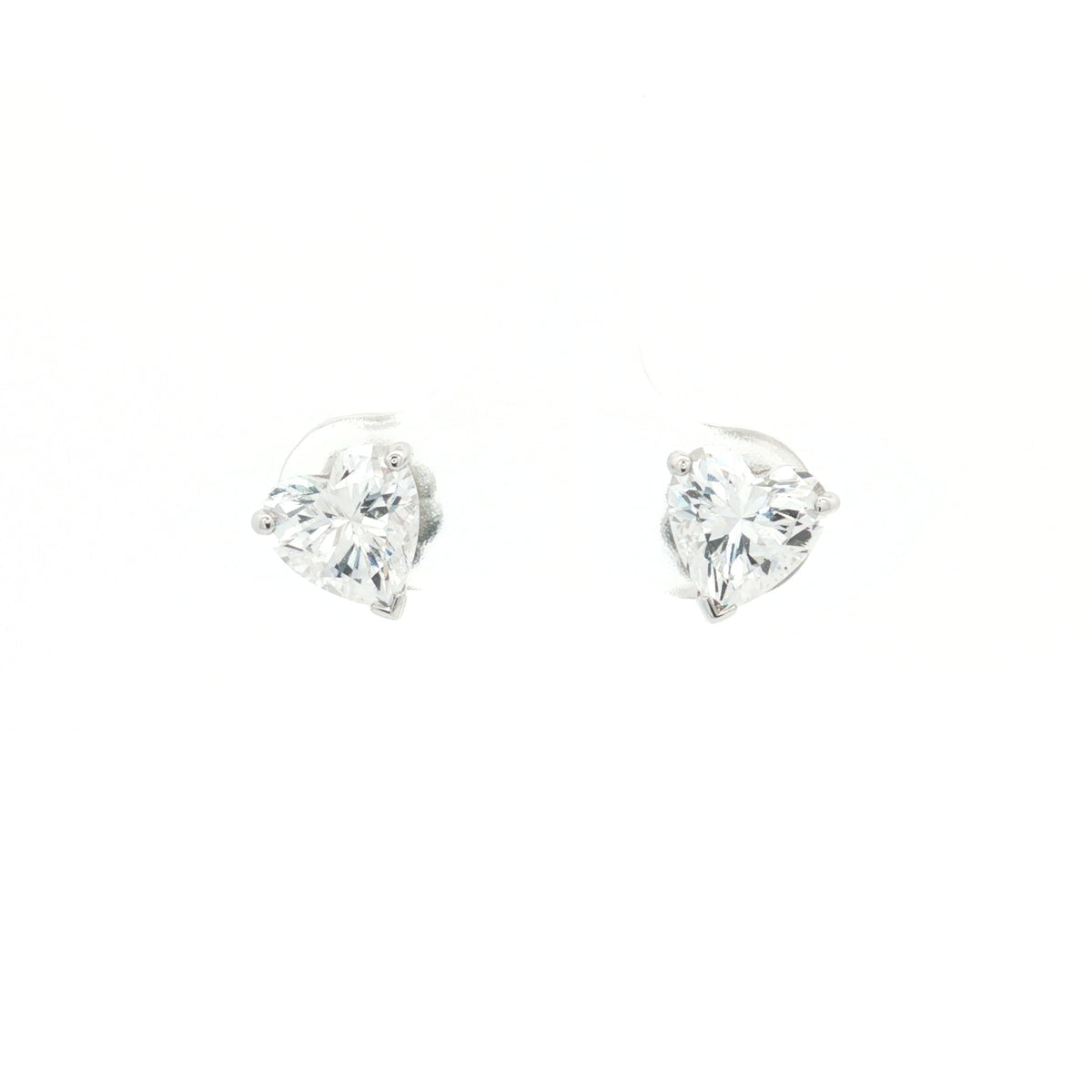 Princess Cut Heart Stud Earrings