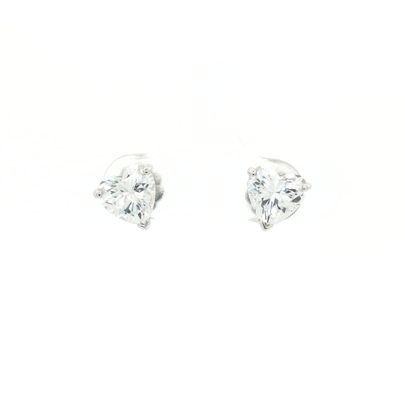 Princess Cut Heart Stud Earrings