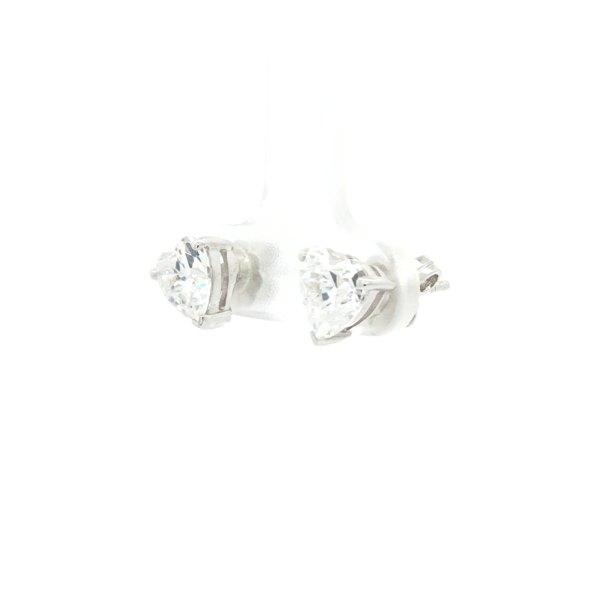 Princess Cut Heart Stud Earrings