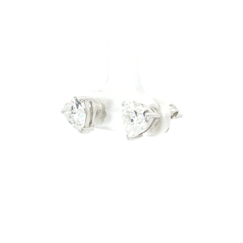 Princess Cut Heart Stud Earrings