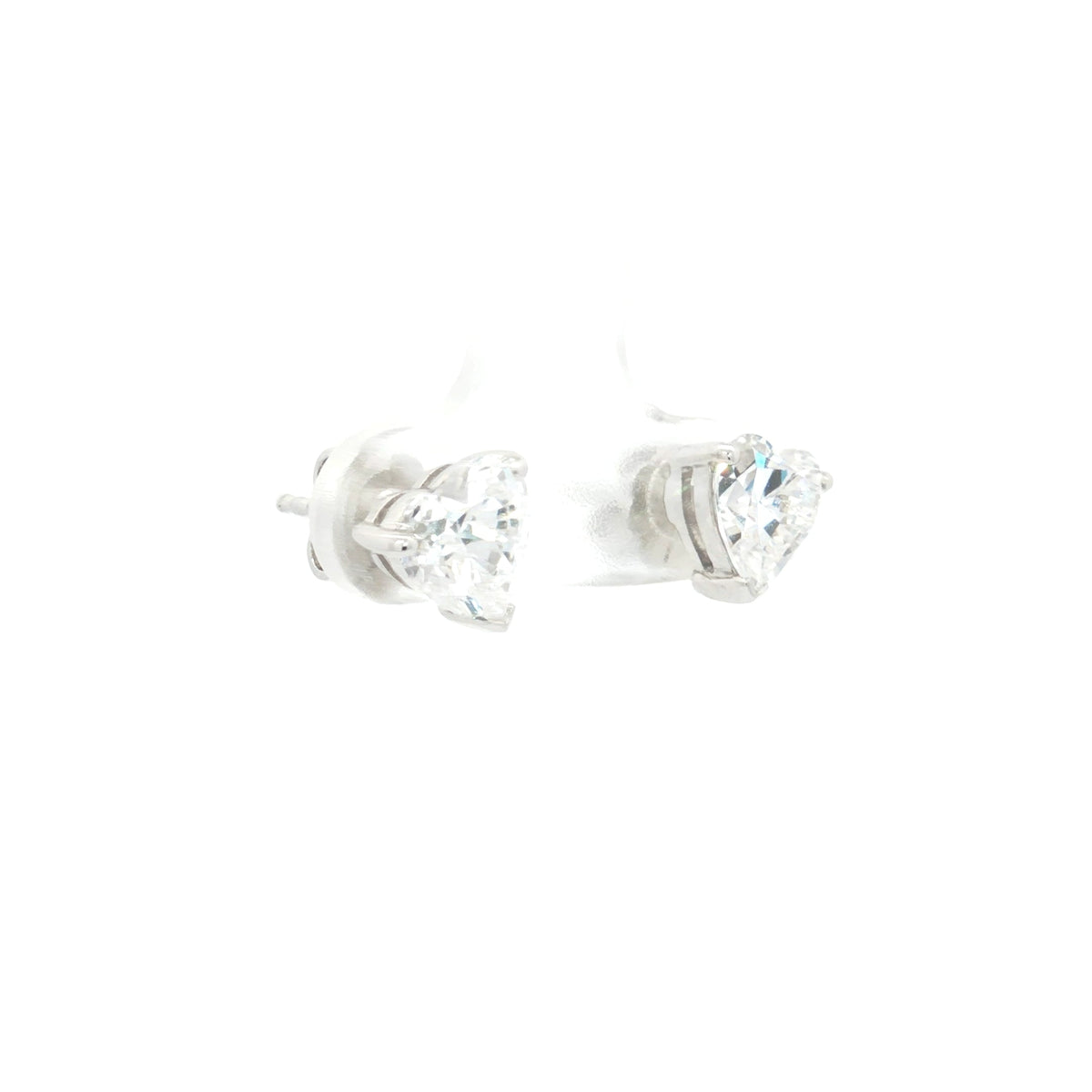 Princess Cut Heart Stud Earrings