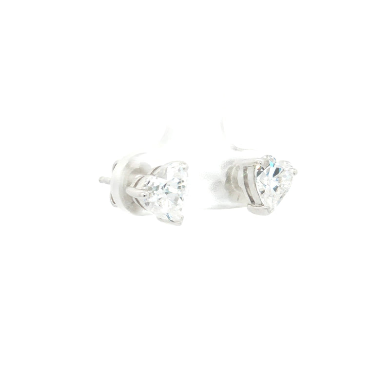 Princess Cut Heart Stud Earrings