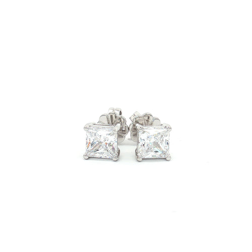 Princess Cut Stud Earrings