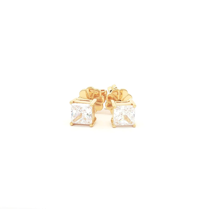 Petite Princess Cut Stud Earrings