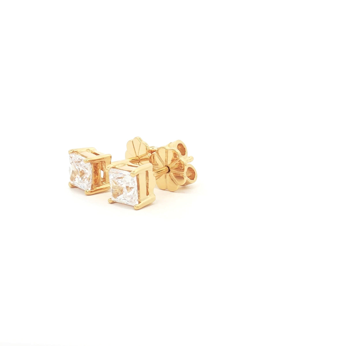 Petite Princess Cut Stud Earrings