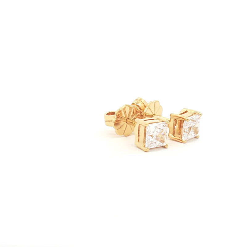 Petite Princess Cut Stud Earrings