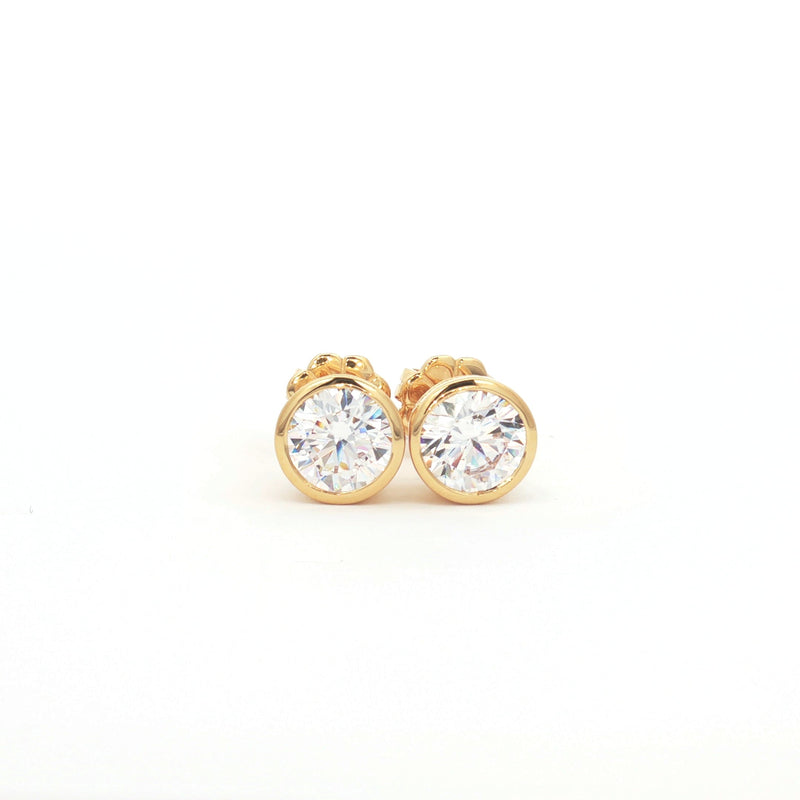 Bezel Solitaire Stud Earrings