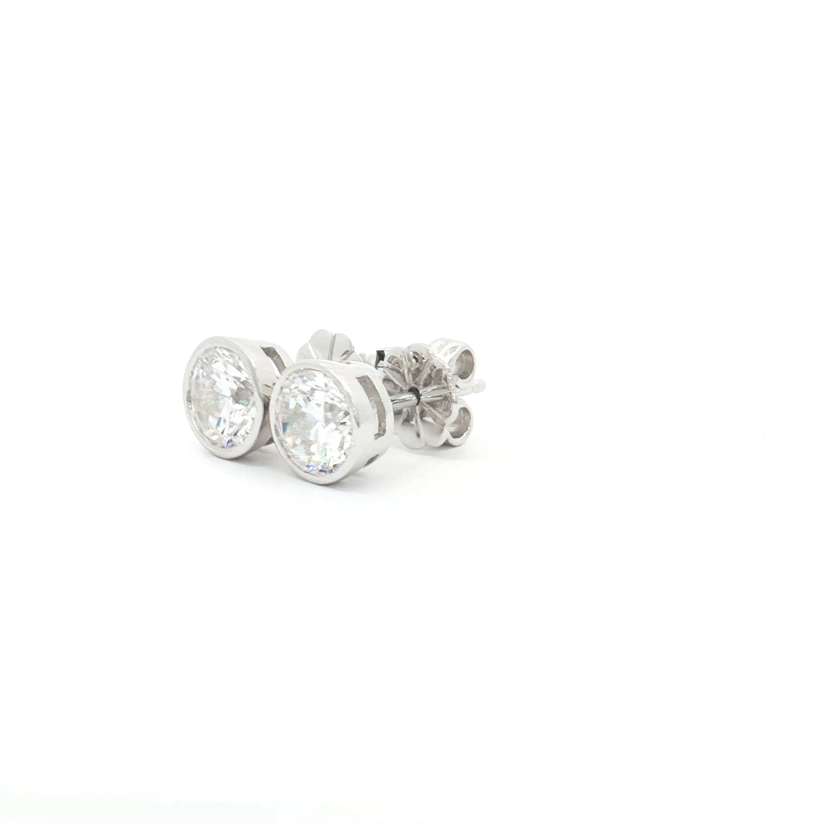 Bezel Solitaire Stud Earrings