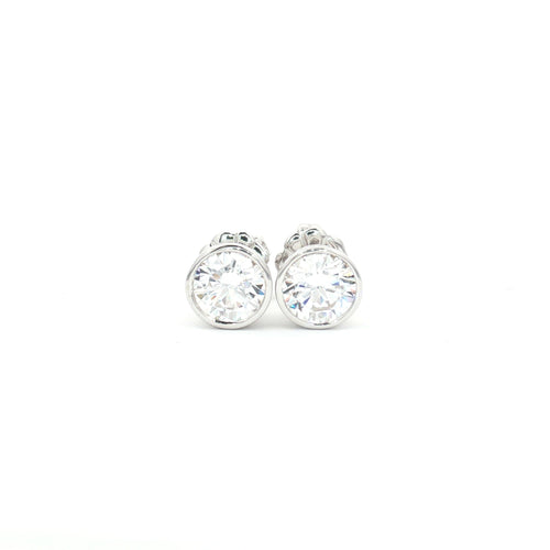 Bezel Solitaire Stud Earrings