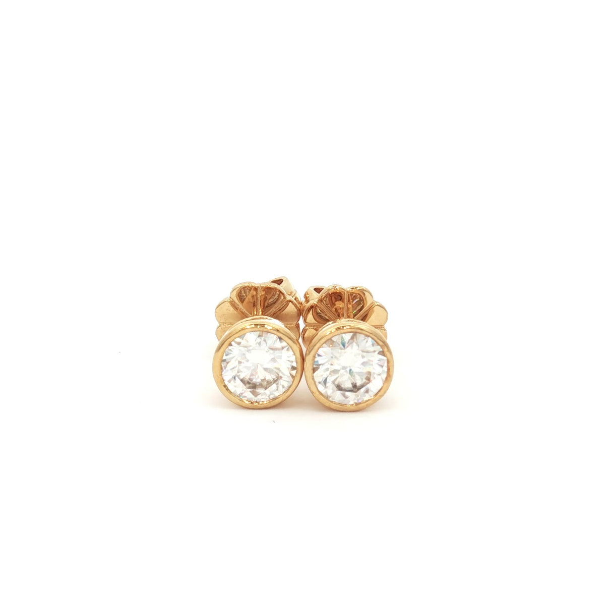 Petite Bezel Solitaire Stud Earrings