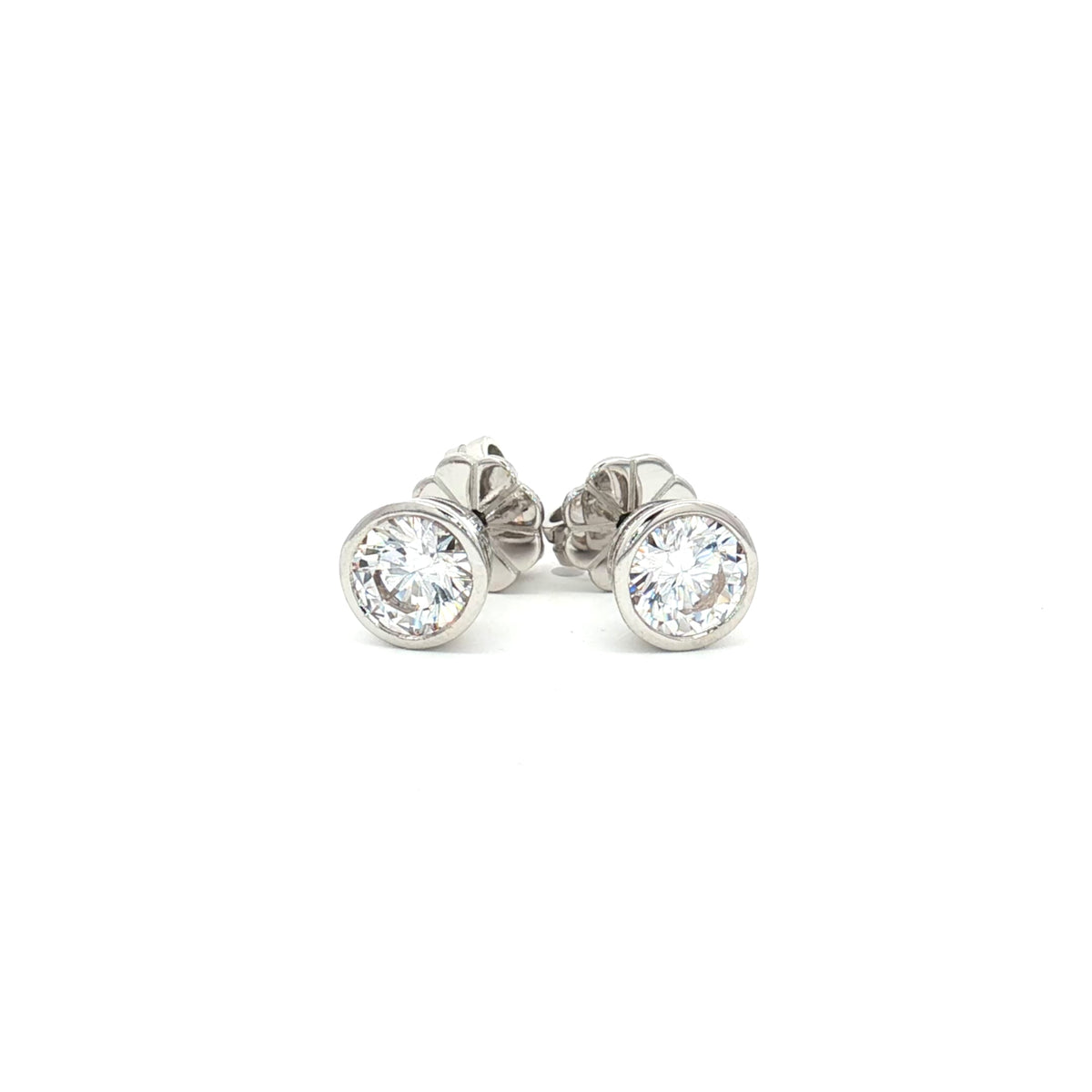 Petite Bezel Solitaire Stud Earrings