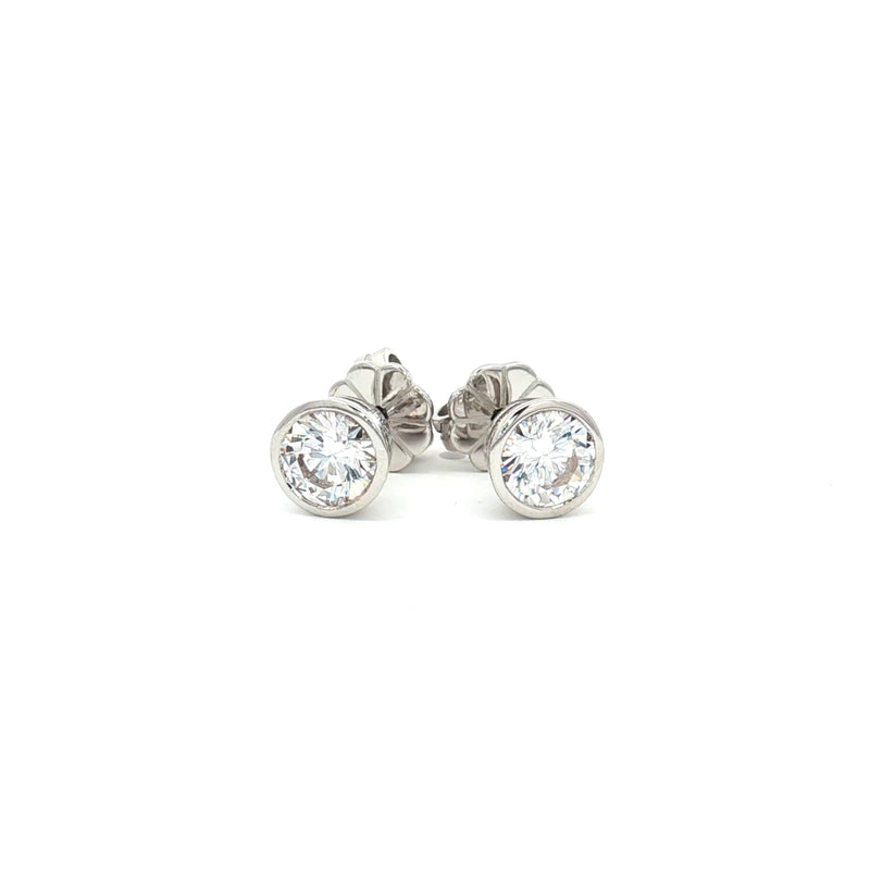 Petite Bezel Solitaire Stud Earrings