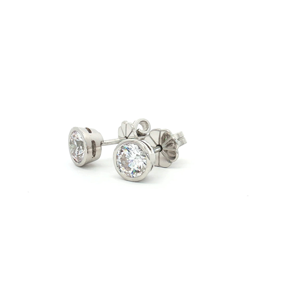 Petite Bezel Solitaire Stud Earrings