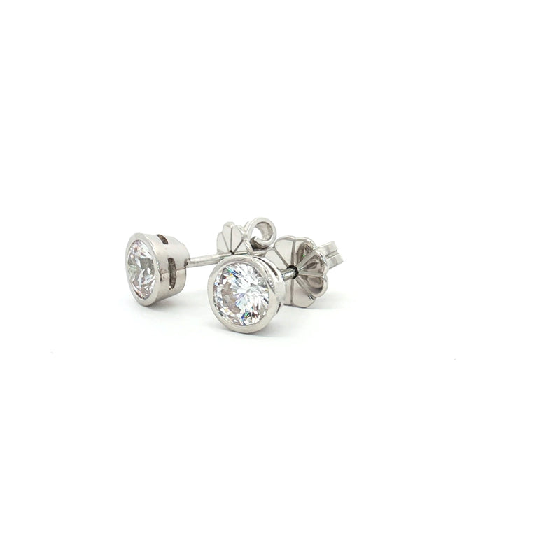 Petite Bezel Solitaire Stud Earrings
