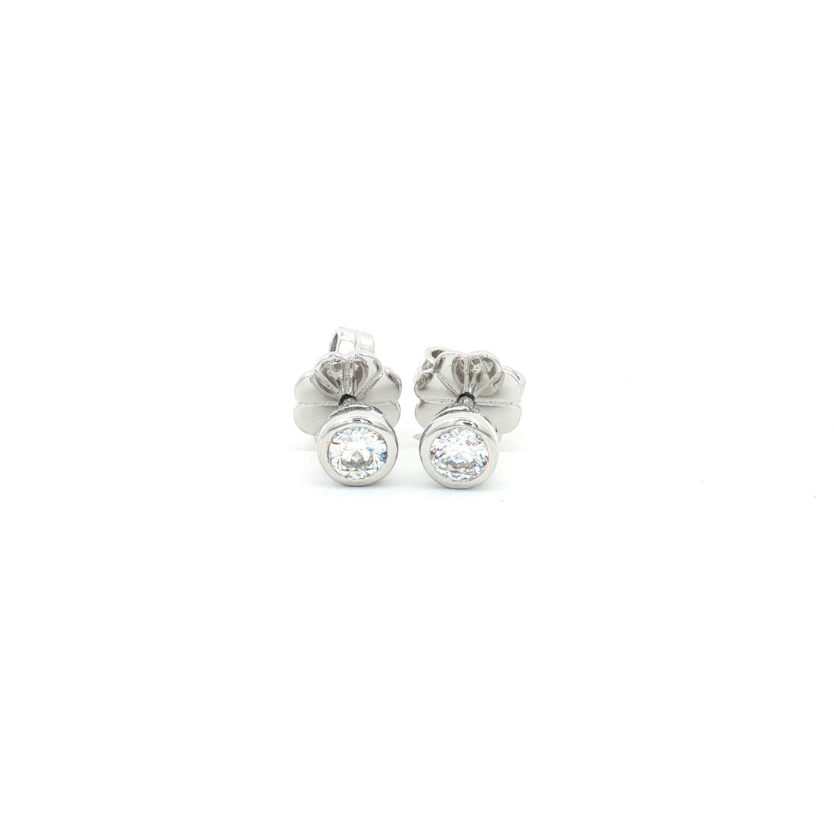 Tiny Bezel Solitaire Stud Earrings