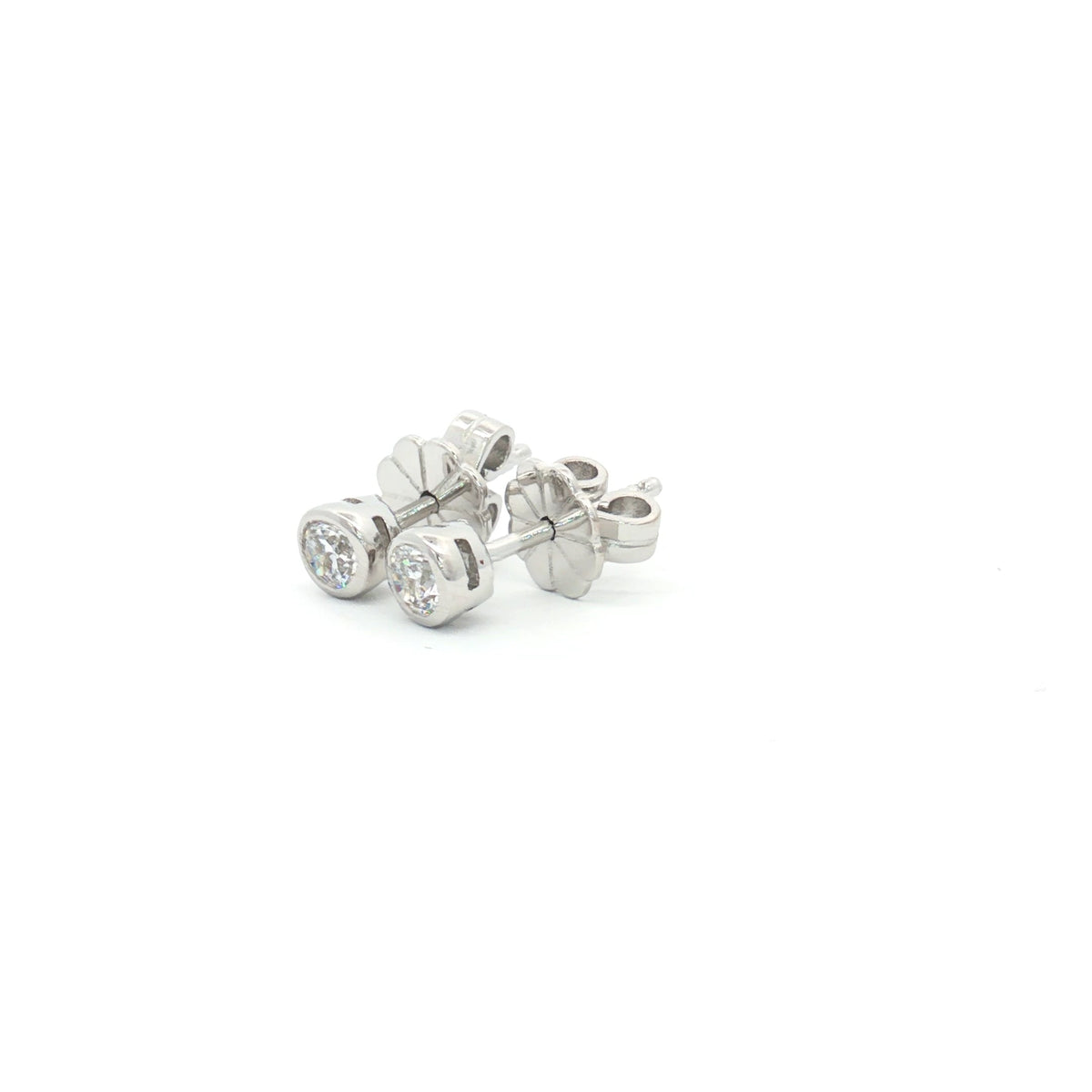 Tiny Bezel Solitaire Stud Earrings