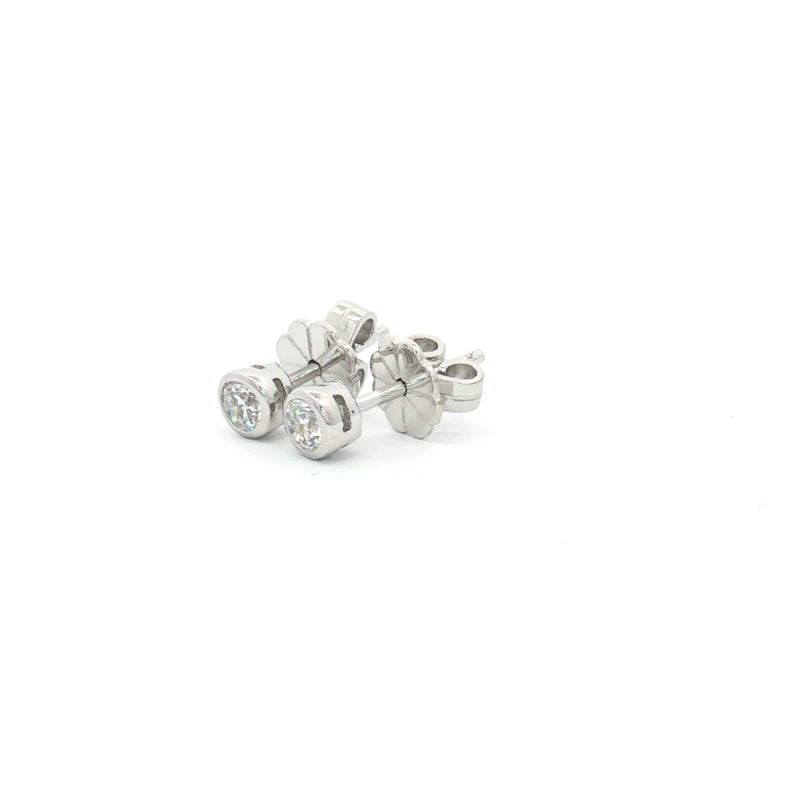 Tiny Bezel Solitaire Stud Earrings