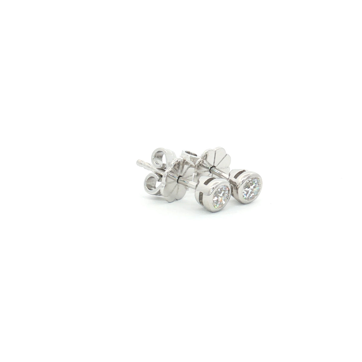 Tiny Bezel Solitaire Stud Earrings