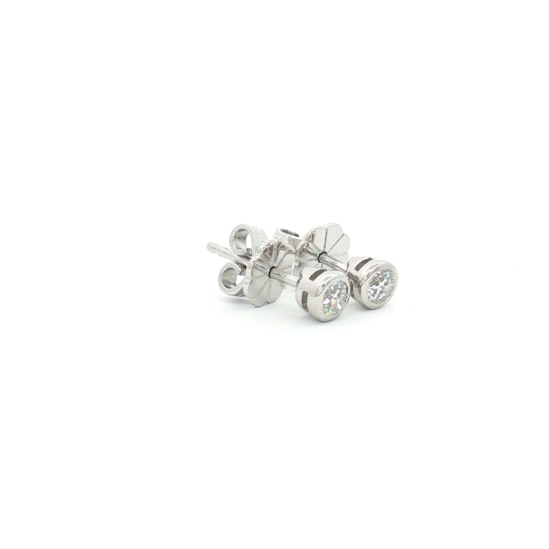 Tiny Bezel Solitaire Stud Earrings