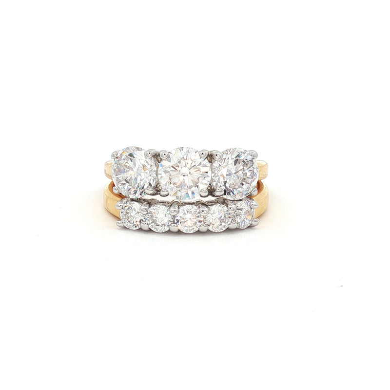 Traditional Three Stone Ring and Petite Five Stone Ring