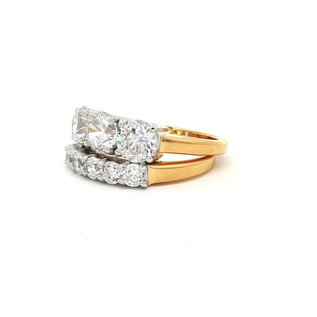 Traditional Three Stone Ring and Petite Five Stone Ring