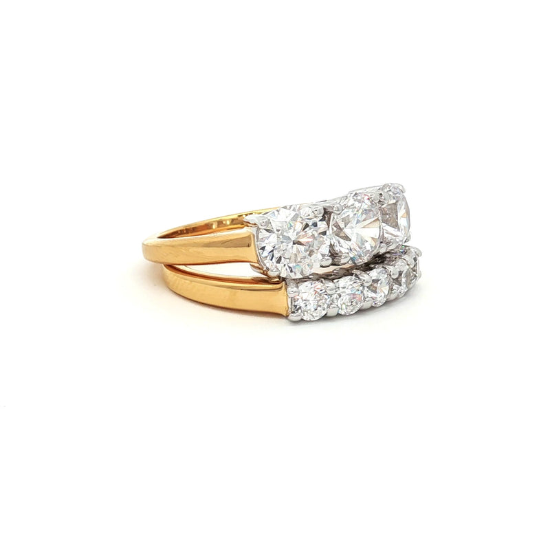 Traditional Three Stone Ring and Petite Five Stone Ring