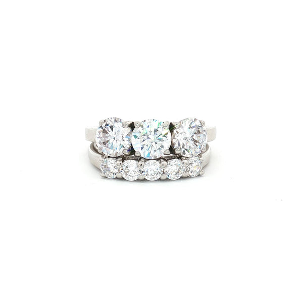 Traditional Three Stone Ring and Petite Five Stone Ring