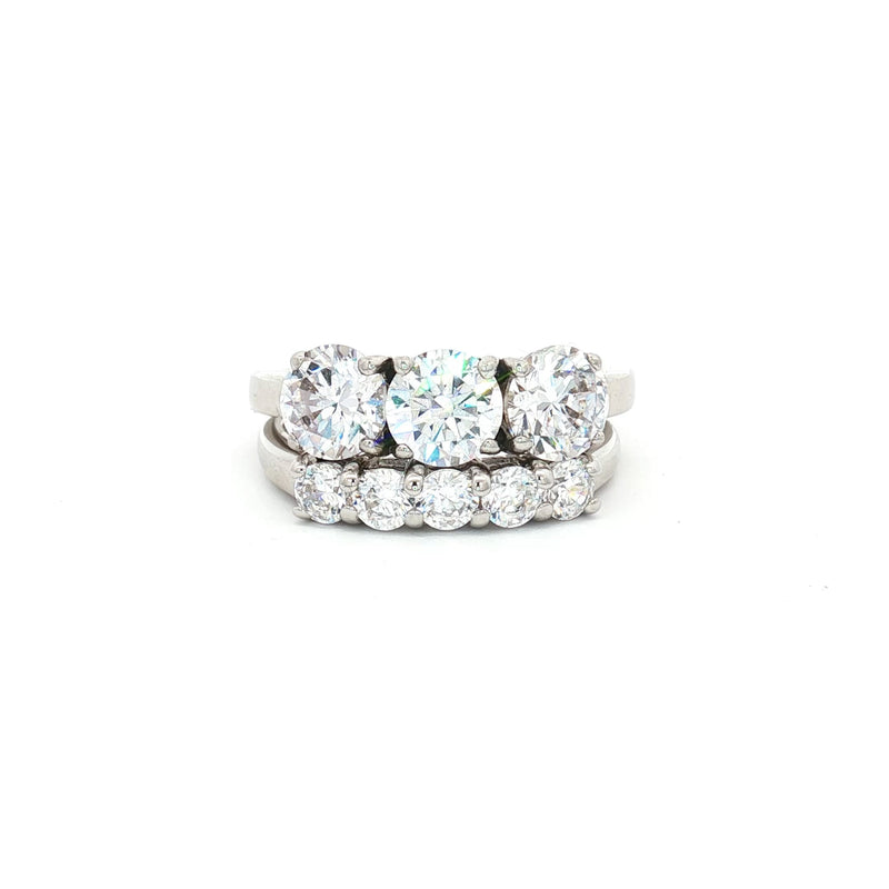 Traditional Three Stone Ring and Petite Five Stone Ring