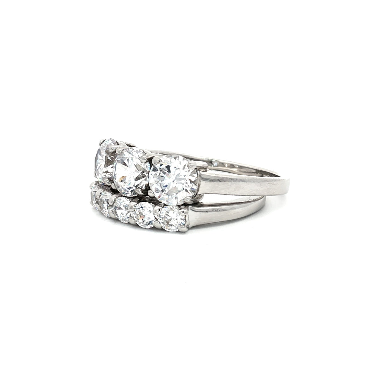 Traditional Three Stone Ring and Petite Five Stone Ring