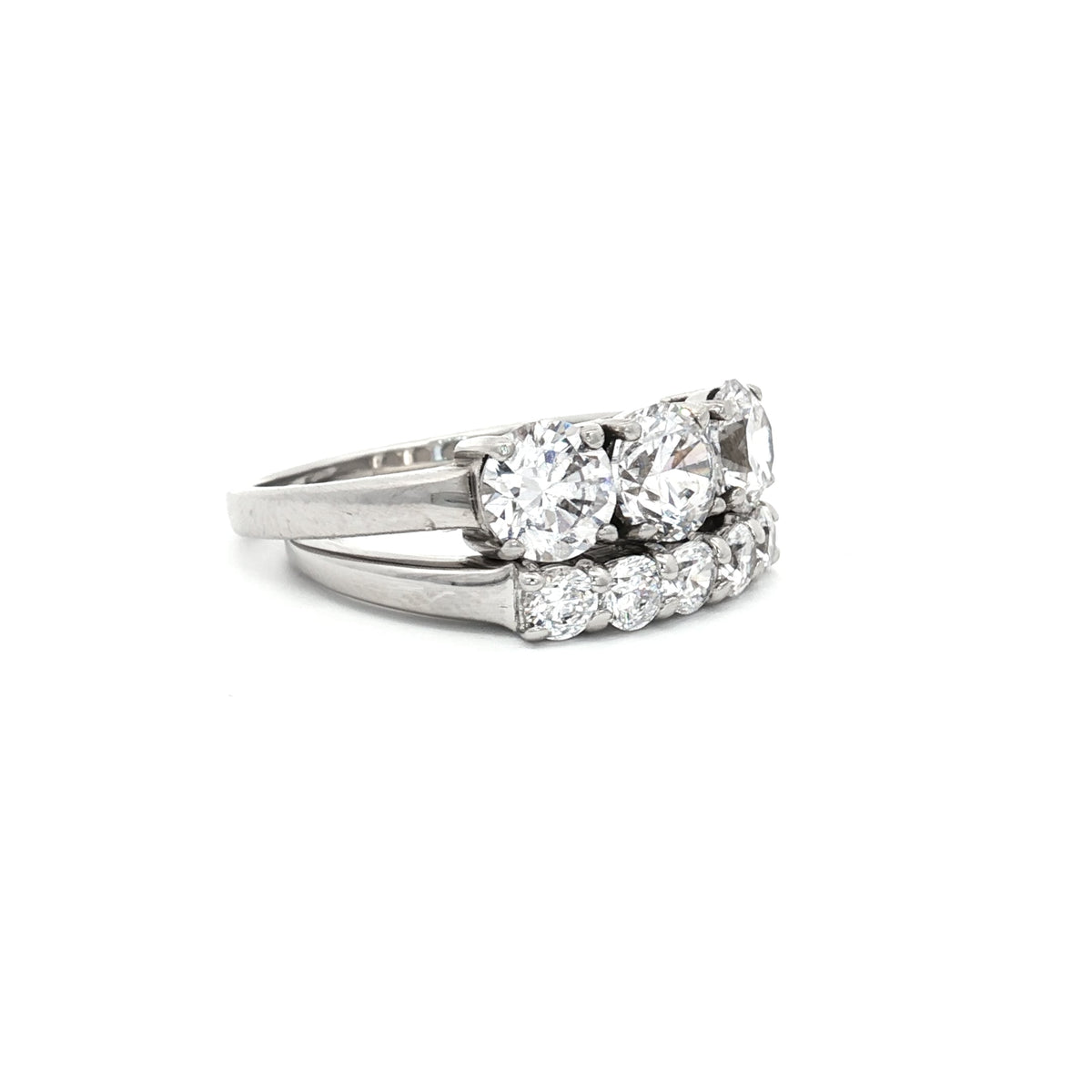 Traditional Three Stone Ring and Petite Five Stone Ring