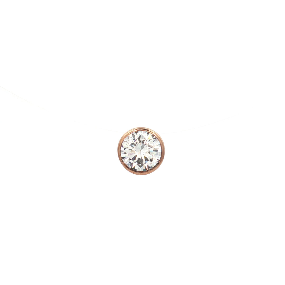 Small Round Rose Gold Floating Diamond