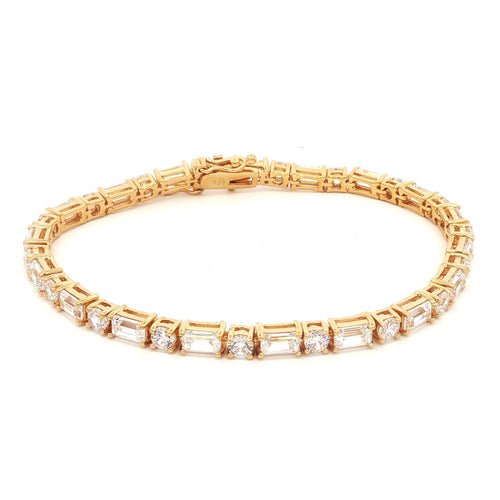 Baguette and Brilliant Cut Tennis Bracelet