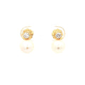 White Pearl and Brillaint Cut Earrings