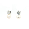 White Pearl and Brillaint Cut Earrings