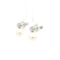 White Pearl and Brillaint Cut Earrings