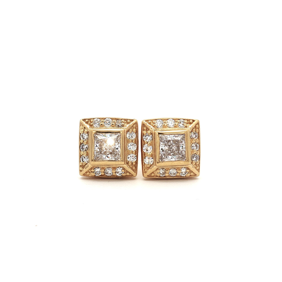 Princess Cut Halo Earrings