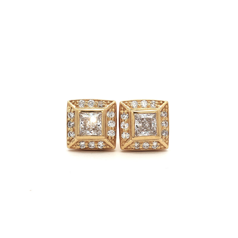 Princess Cut Halo Earrings